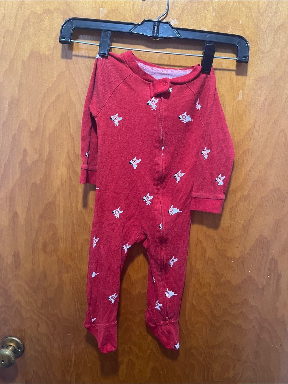 Target Red Baby Footed One-Piece with Bullseye Print